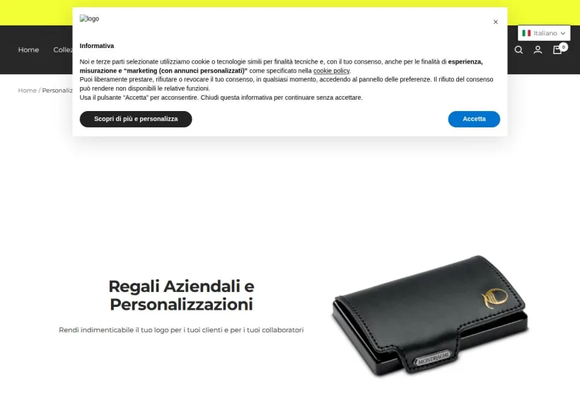 Schermata della pagina offerta di Mondraghi Mini-Wallet