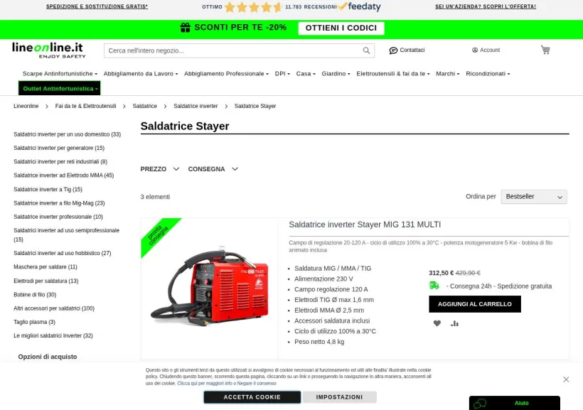 Schermata della pagina offerta di Lineonline