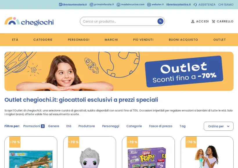 Schermata della pagina offerta di Che Giochi