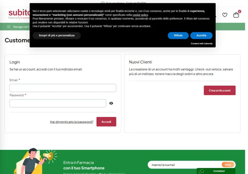 Schermata della pagina offerta di SubitoFarma
