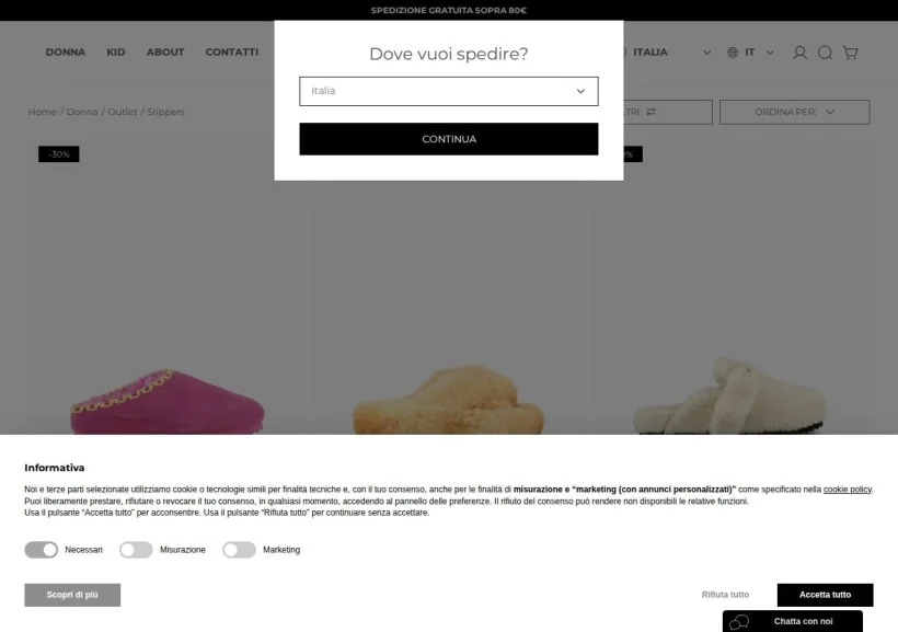 Schermata della pagina offerta di Colors Of California