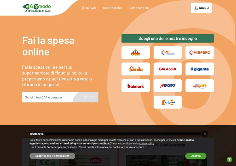 Schermata della pagina offerta di CosiComodo