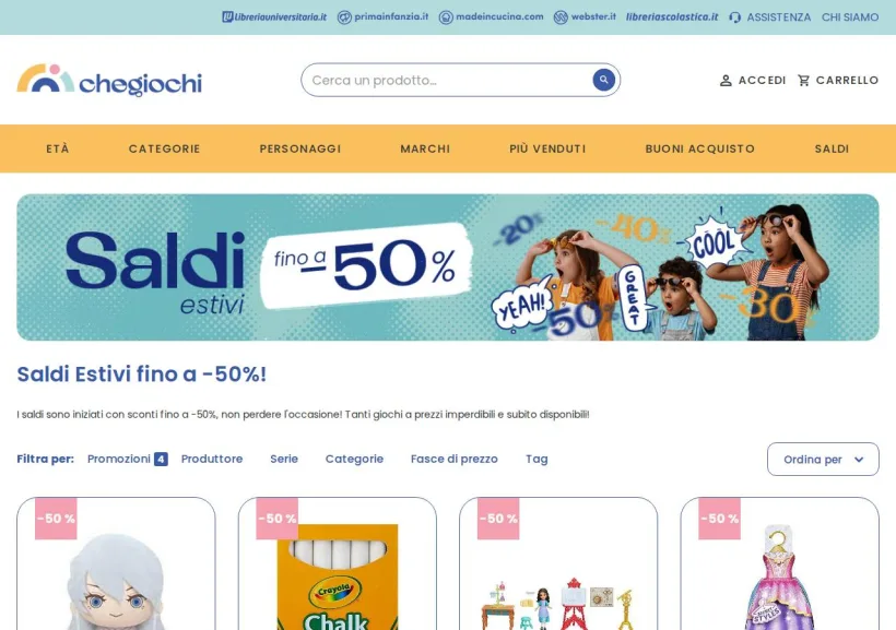 Schermata della pagina offerta di Che Giochi