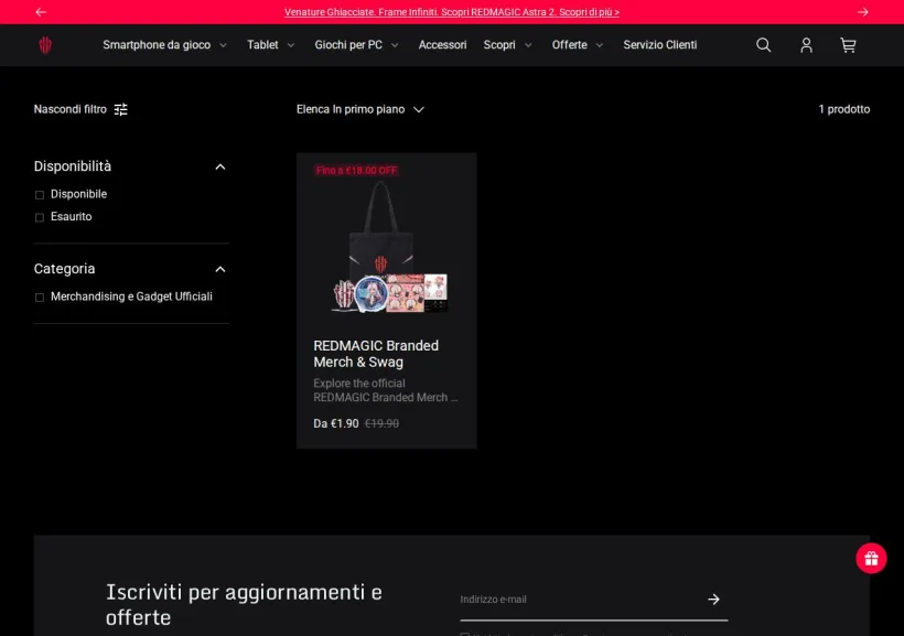 Schermata della pagina offerta di Redmagic