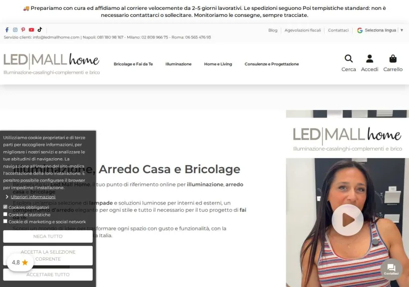 Schermata della pagina offerta di LED MALL HOME