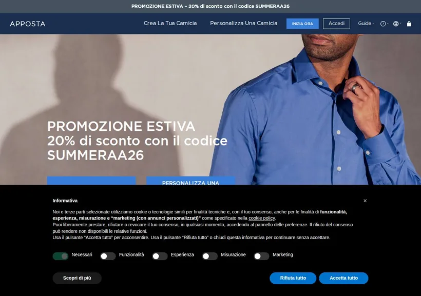 Schermata della pagina offerta di Apposta