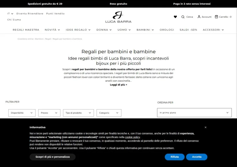 Schermata della pagina offerta di Luca Barra