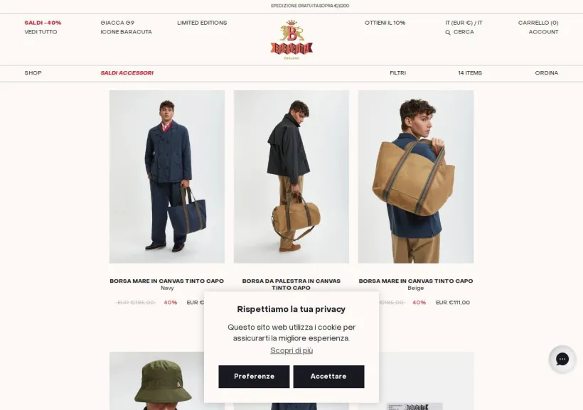 Schermata della pagina offerta di Baracuta
