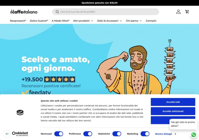 Schermata della pagina offerta di Il Caffè Italiano