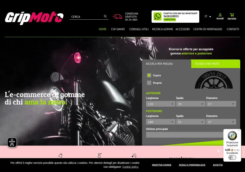 Schermata della pagina offerta di Grip Moto