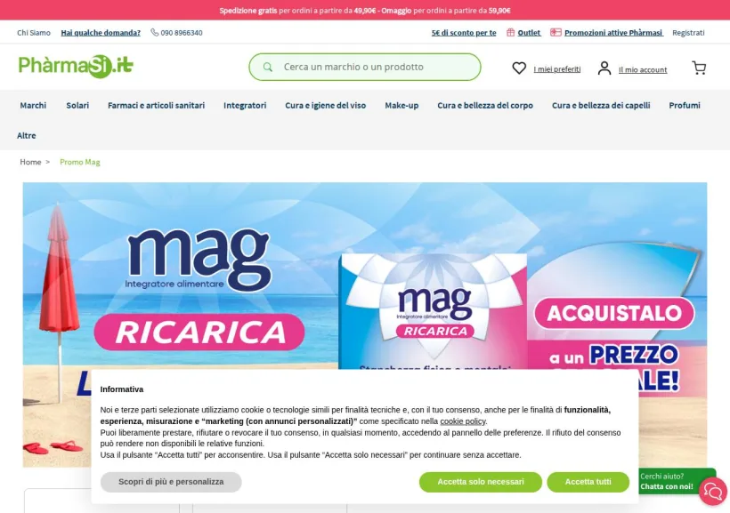 Schermata della pagina offerta di Pharmasi