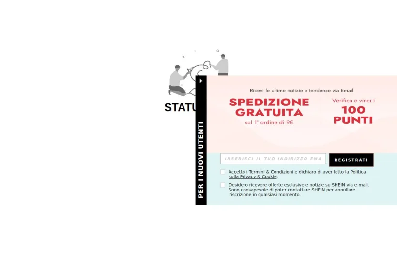 Schermata della pagina offerta di Shein