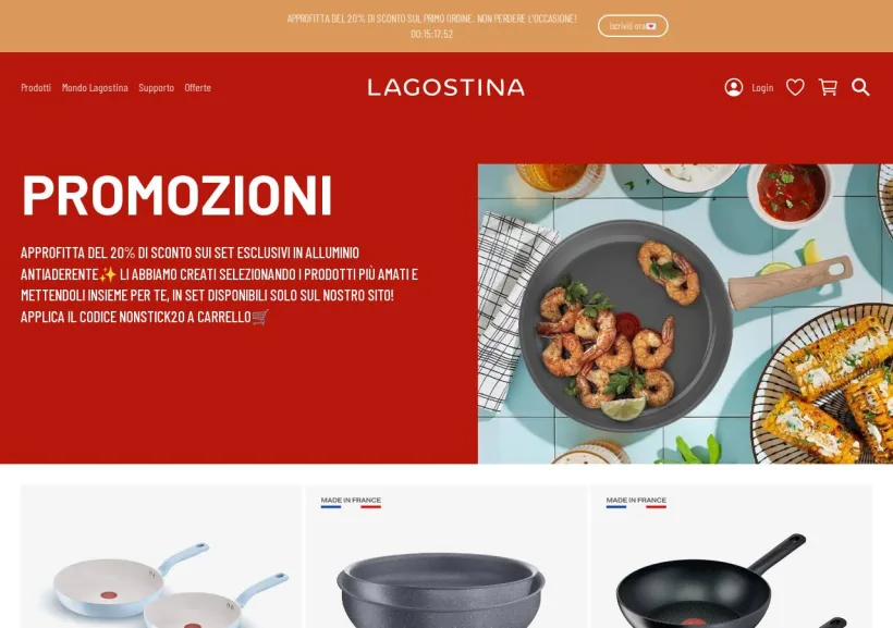 Schermata della pagina offerta di Lagostina