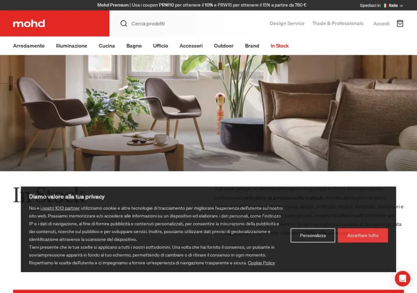 Schermata della pagina offerta di MOHD