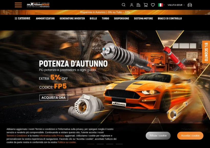 Schermata della pagina offerta di Maxpeeding Rods