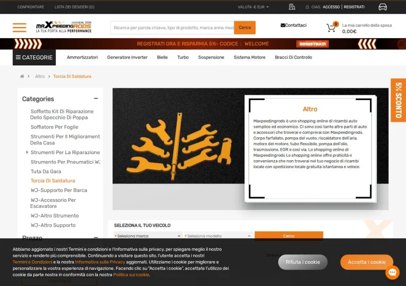 Schermata della pagina offerta di Maxpeeding Rods
