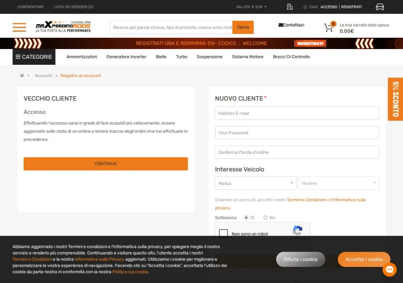 Schermata della pagina offerta di Maxpeeding Rods