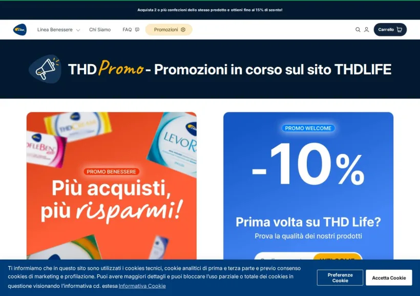 Schermata della pagina offerta di THD Life