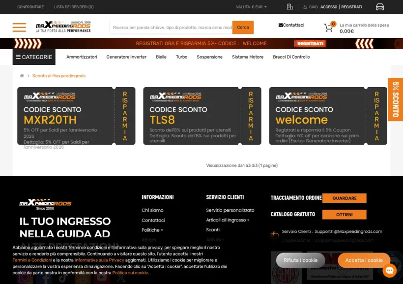 Schermata della pagina offerta di Maxpeeding Rods