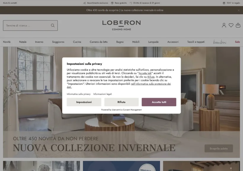 Schermata della pagina offerta di Loberon