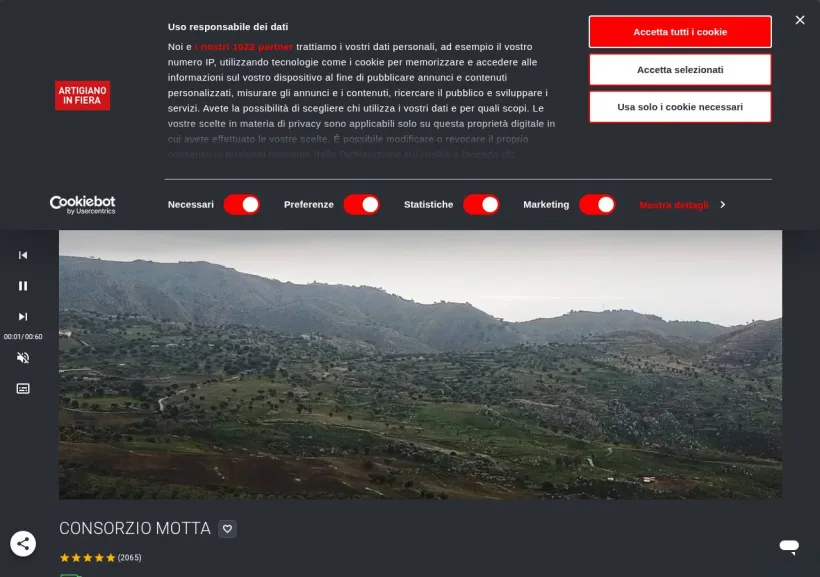Schermata della pagina offerta di  Artigianoinfiera