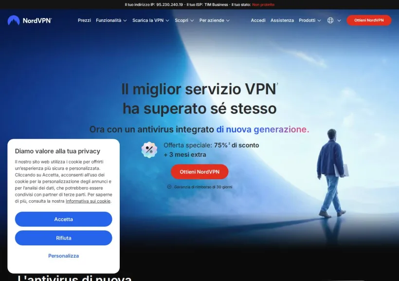 Schermata della pagina offerta di NordVPN