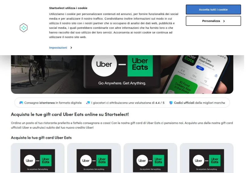 Schermata della pagina offerta di Startselect