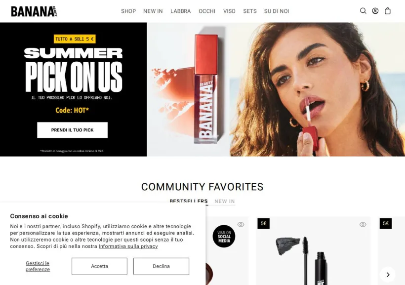 Schermata della pagina offerta di Banana Beauty
