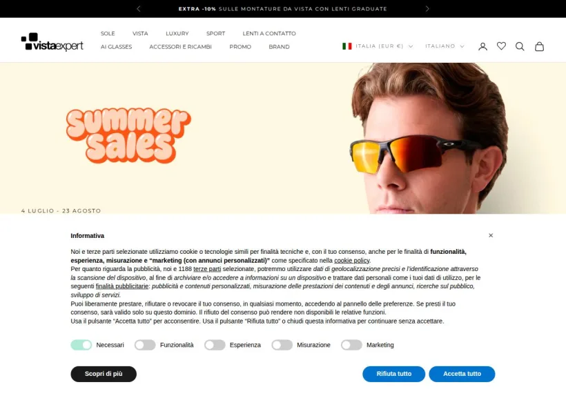 Schermata della pagina offerta di Vista Expert