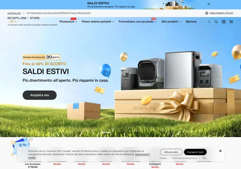 Schermata della pagina offerta di EcoFlow Italia