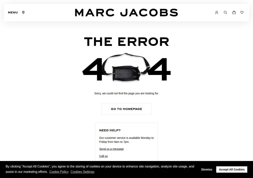 Schermata della pagina offerta di Marc Jacobs
