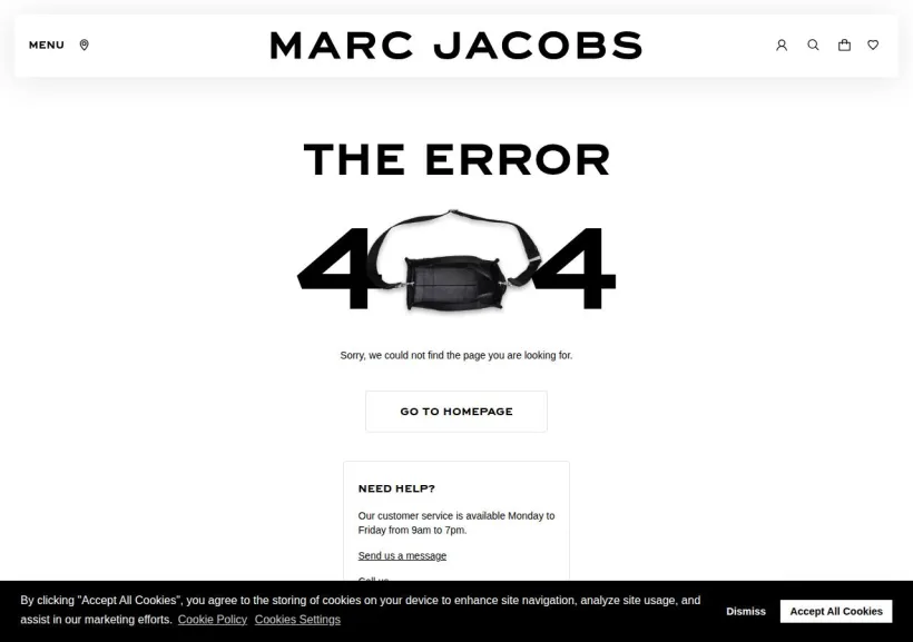 Schermata della pagina offerta di Marc Jacobs