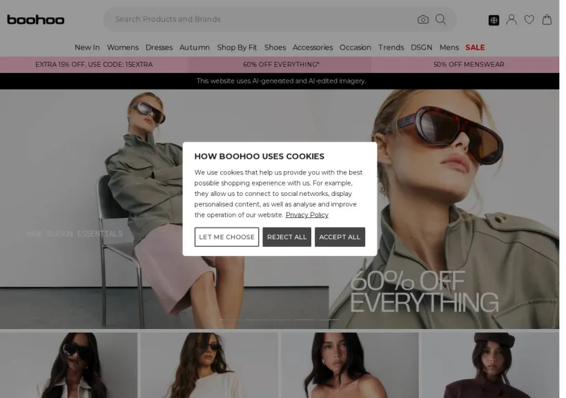 Schermata della pagina offerta di Boohoo