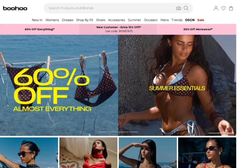 Schermata della pagina offerta di Boohoo