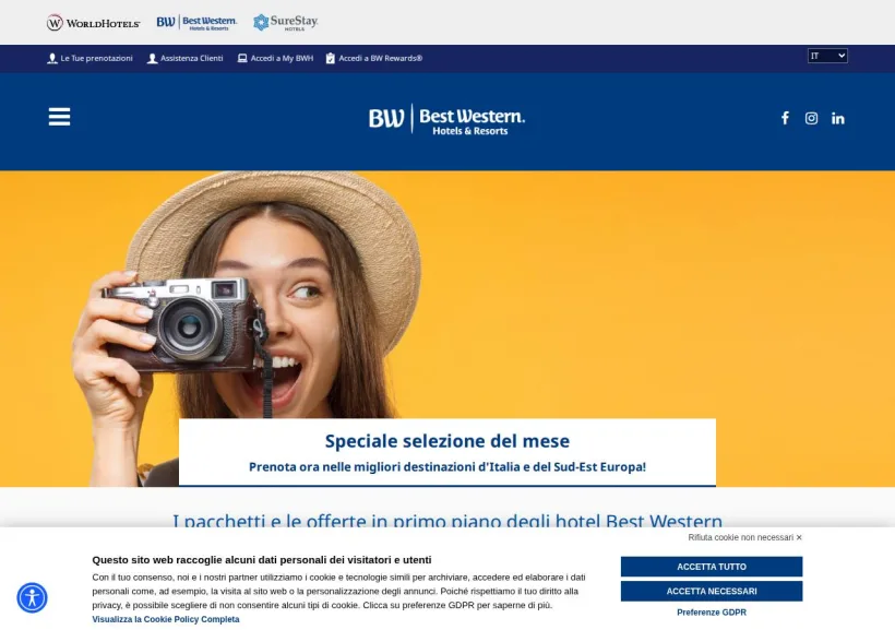 Schermata della pagina offerta di Best Western