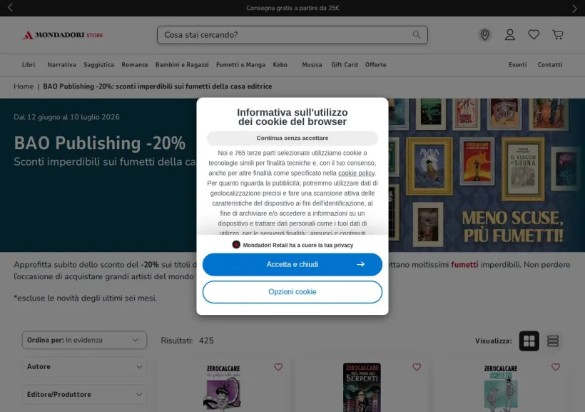 Schermata della pagina offerta di Mondadori Store