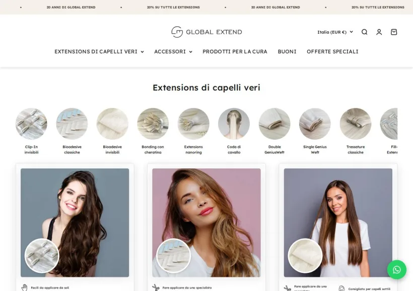 Schermata della pagina offerta di Global Extend