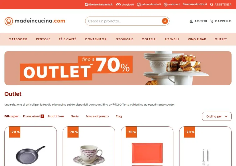 Schermata della pagina offerta di Made In Cucina