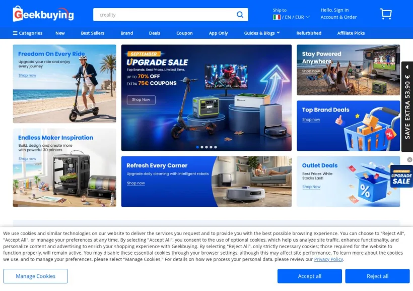 Schermata della pagina offerta di GeekBuying