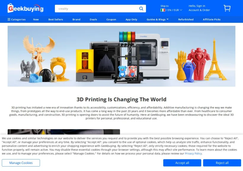 Schermata della pagina offerta di GeekBuying