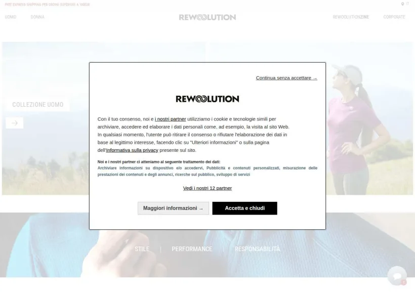 Schermata della pagina offerta di Rewoolution