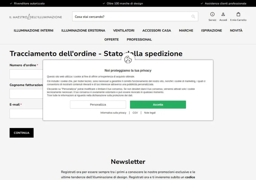 Schermata della pagina offerta di Il maestro dell'illuminazione