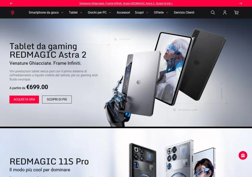 Schermata della pagina offerta di Redmagic
