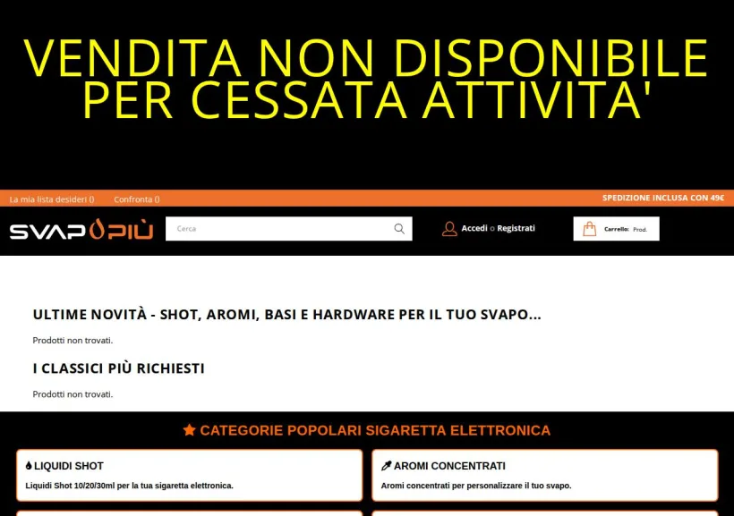 Schermata della pagina offerta di Svapopiu.com