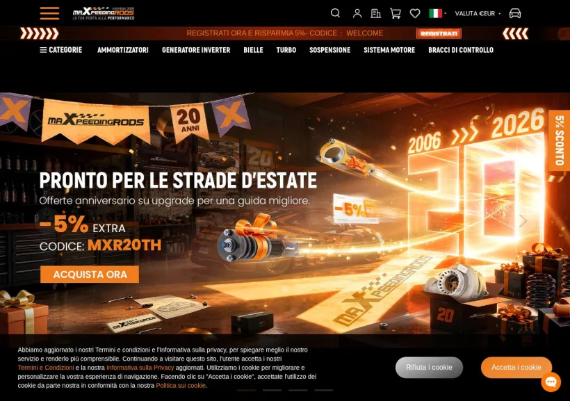 Schermata della pagina offerta di Maxpeeding Rods