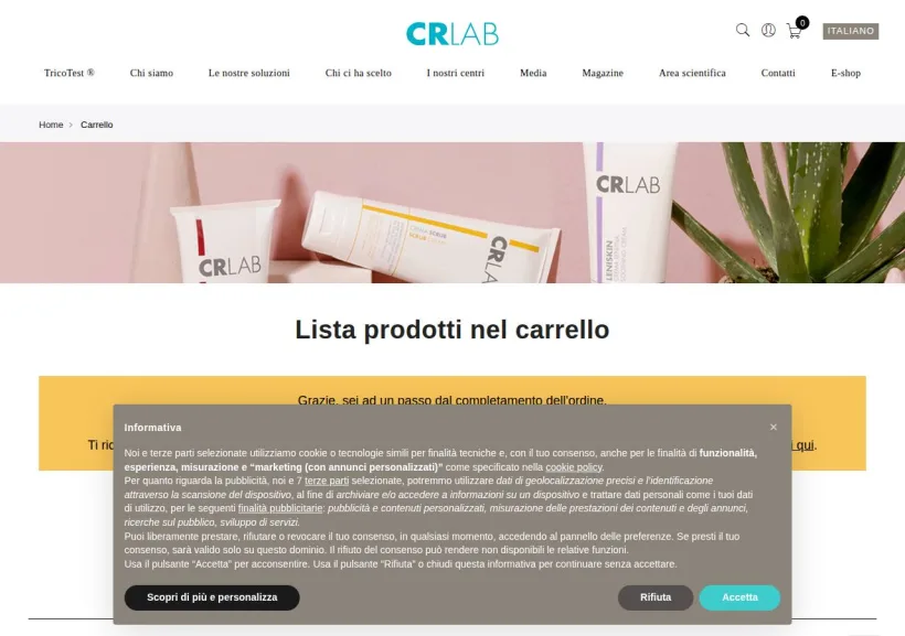 Schermata della pagina offerta di CRLab