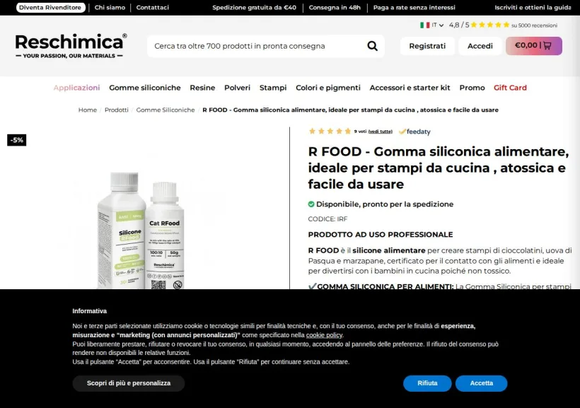 Schermata della pagina offerta di Reschimica