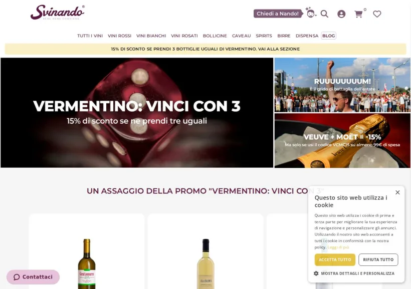 Schermata della pagina offerta di Svinando