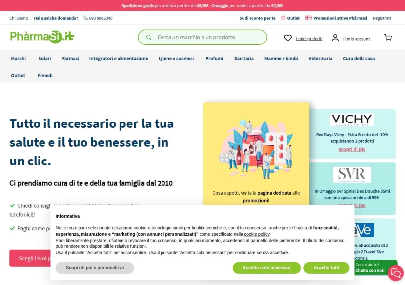 Schermata della pagina offerta di Pharmasi