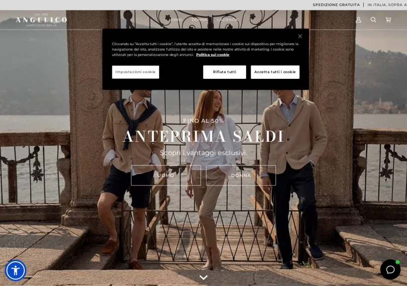 Schermata della pagina offerta di Angelico